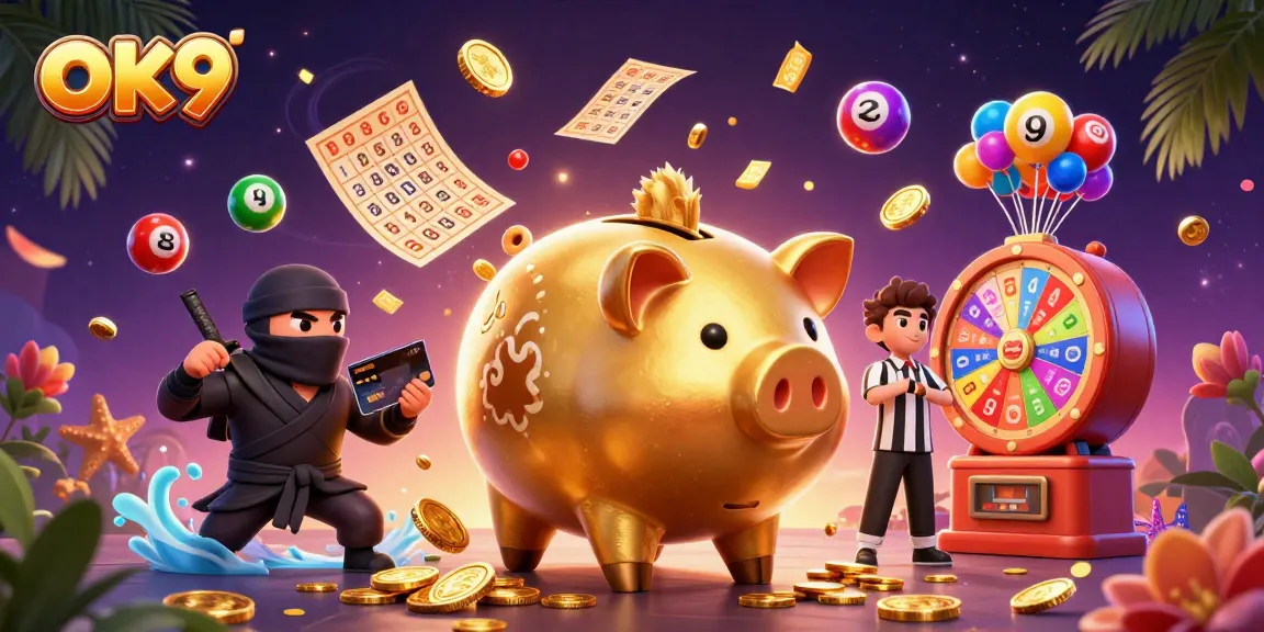 Experience the excitement of OK9 casino with vibrant characters and thrilling elements in a festive atmosphere.