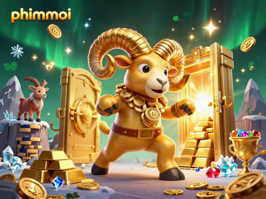 Experience thrilling action with phimmoi's golden ram charging through a treasure-filled casino scene.